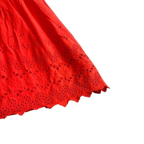 Madewell A-Line Dress Eyelet Cutout Trim 3/4 Sleeves Cotton Size 10 Women's - Picture 4 of 11